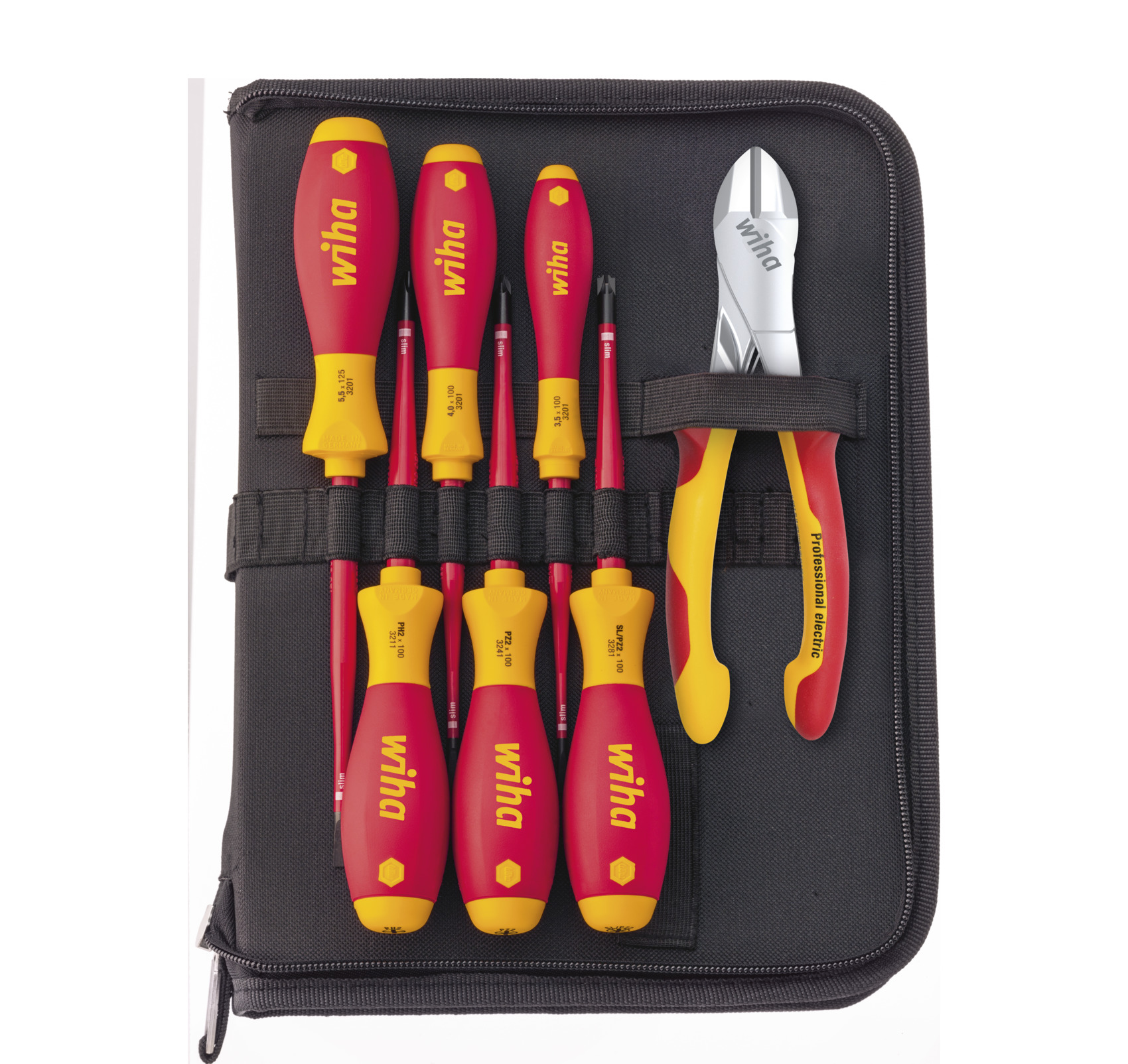 Wiha Werkzeug Set Elektriker Schraubendreher, Kraftseitenschneider 8-tlg. inkl. Werkzeugmappe