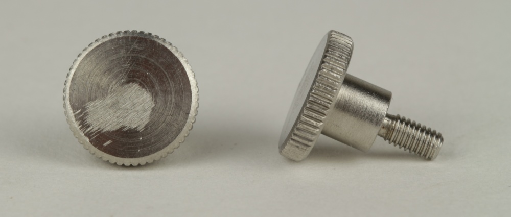 DIN  464 Edelstahl 1.4305  Rändelschrauben, hohe Form M 3x12