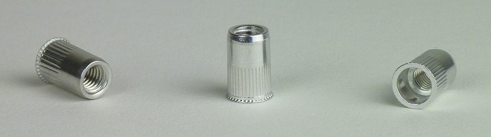 Blindnietmuttern Alu - kleiner Senkkopf offen - Klemmbereich 0,5 - 3,0 mm - M 8x15,5