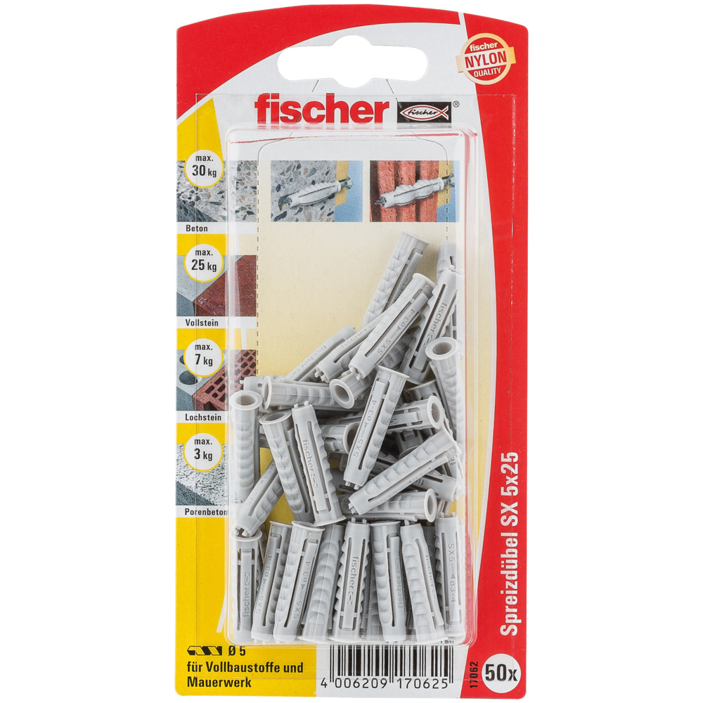 fischer Dübel SX 5 x 25 K (Blister á 50 Stück) - AUSLAUF