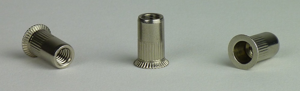 Blindnietmuttern Edelstahl A2 M 10x21,0 Senkkopf gerändelt Klemmbereich 1,5 - 4,5 mm