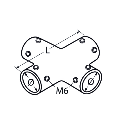 4-Wege-Relingeckverbinder, A4, für Rohr 25mm