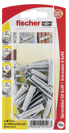 fischer Dübel SX 6 x 30 S mit Schraube - AUSLAUF