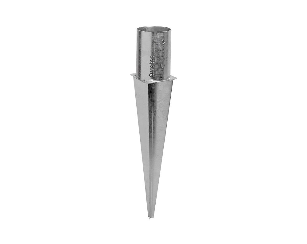 Eurotec  Einschlagbodenhülse Rund - Stahl feuerverzinkt - 121x145 mm - Bodeneinlass 650 mm