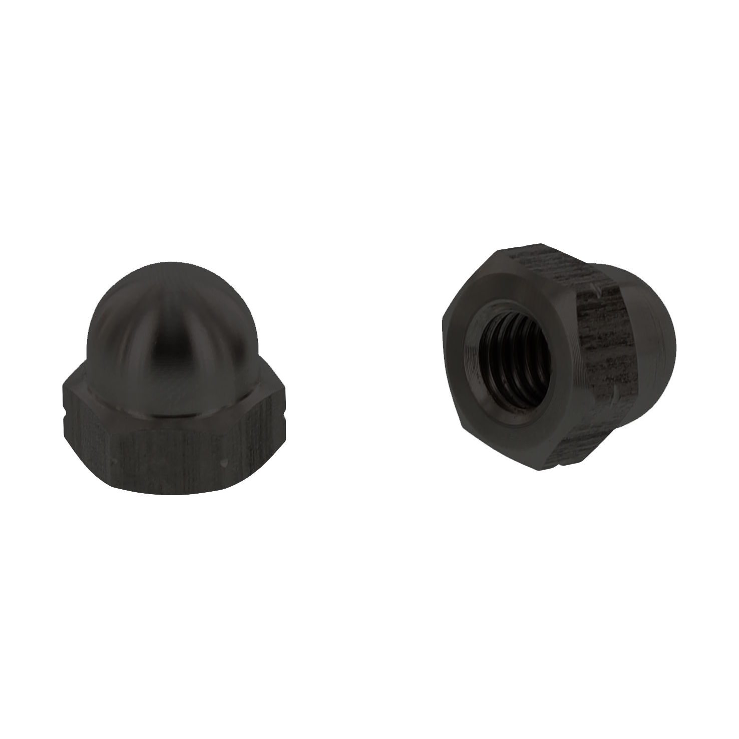 DIN 1587 - Edelstahl A4-80 M 5 - Sechskant-Hutmuttern, hohe Form, schwarz brüniert