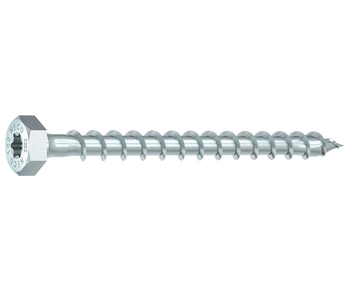 HECO TOPIX-plus - Stahl weiß verzinkt - 10,0x80 mm - Kombisechskantkopf SW15/TX40 - Vollgewinde