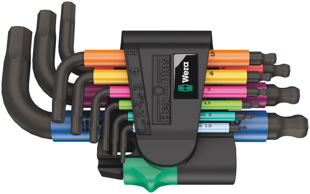 Wera 950/9 Hex-Plus Multicolour 2 Winkelschlüsselsatz, metrisch, BlackLaser, 9-teilig