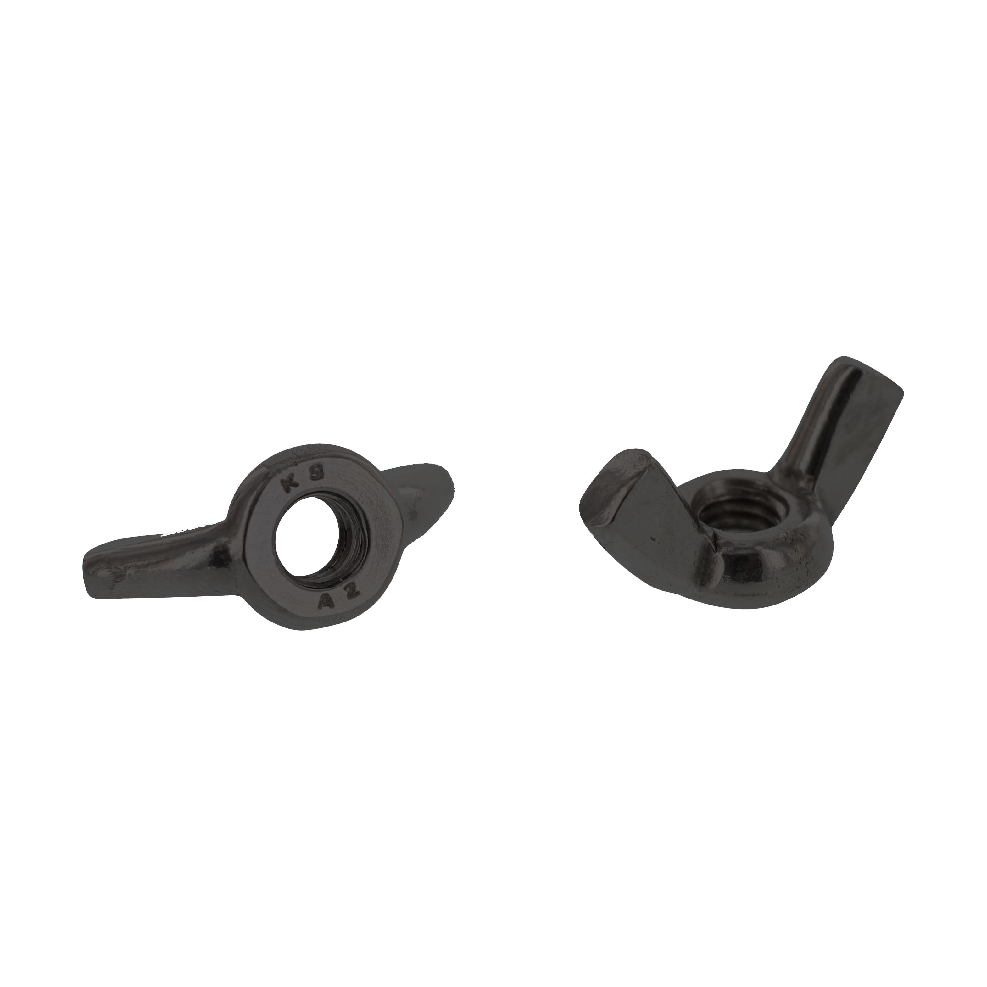 Art. 315 - Edelstahl A4 - M 6 - Flügelmuttern, amerikanische Form, schwarz brüniert