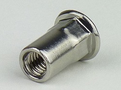 Blindnietmuttern Edelstahl A2 M 12x26 Flachkopf Teilsechskantschaft offen Klemmbereich 1 - 4 mm