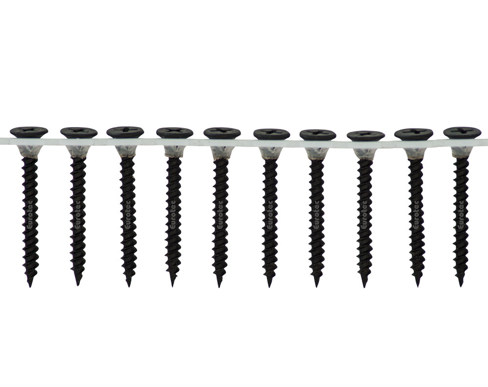 Eurotec Schnellbauschrauben - schwarz phosphatiert - 3,9x35 mm - PH2 - Feingewinde magaziniert