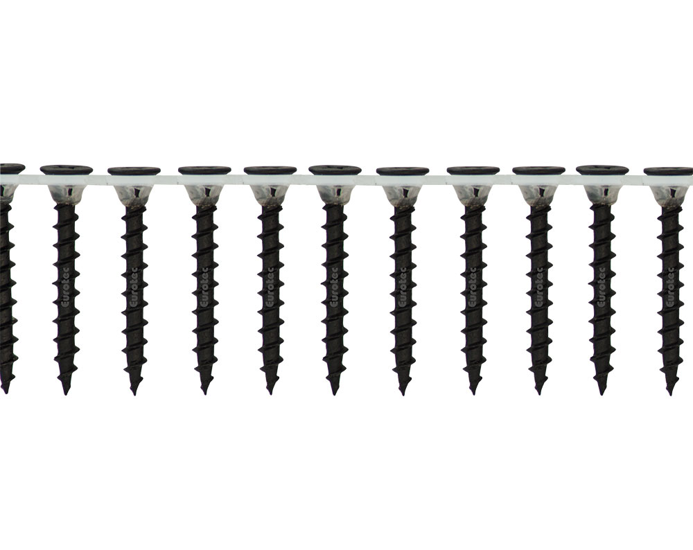 Eurotec Schnellbauschrauben - schwarz phosphatiert - 3,5x25 mm - PH2 - Grobgewinde magaziniert