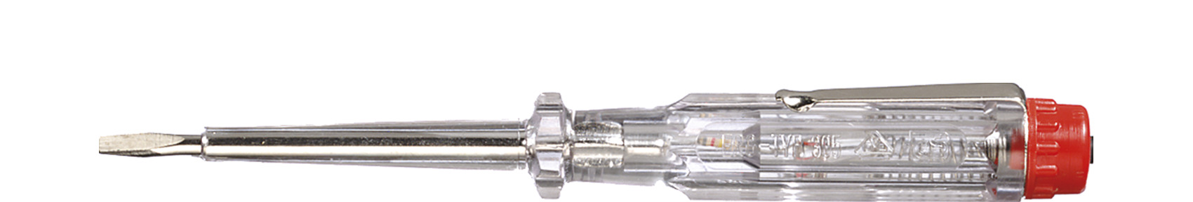 Wiha Spannungsprüfer 220-250 Volt Schlitz transparent, mit Ansteckclip in Blister