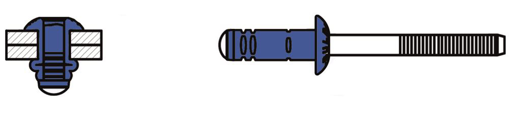 GESIPA G-Bulb - Stahl/Stahl - Flachrundkopf - 6,4x20 - Klemmbereich 7-10,5 mm