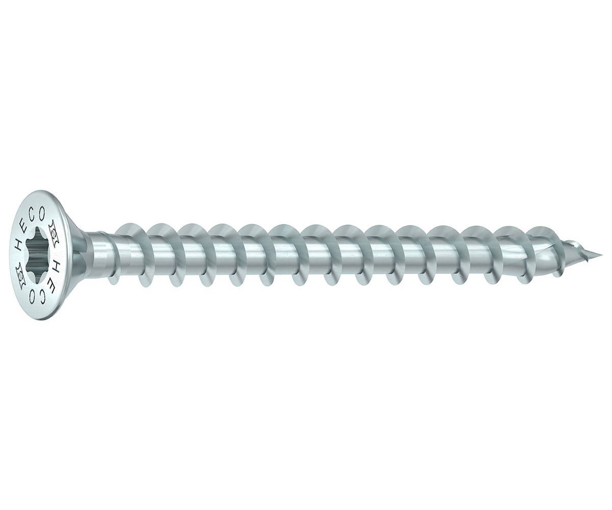 HECO TOPIX-plus Verlegeschraube - Stahl weiß verzinkt - 4,5x60 mm - Senkkopf HD-20 - variables VG