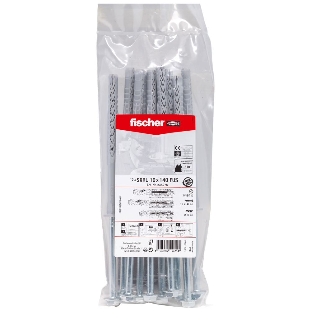 fischer Langschaftdübel SXRL 10 x 140 FUS Sechskantschraube