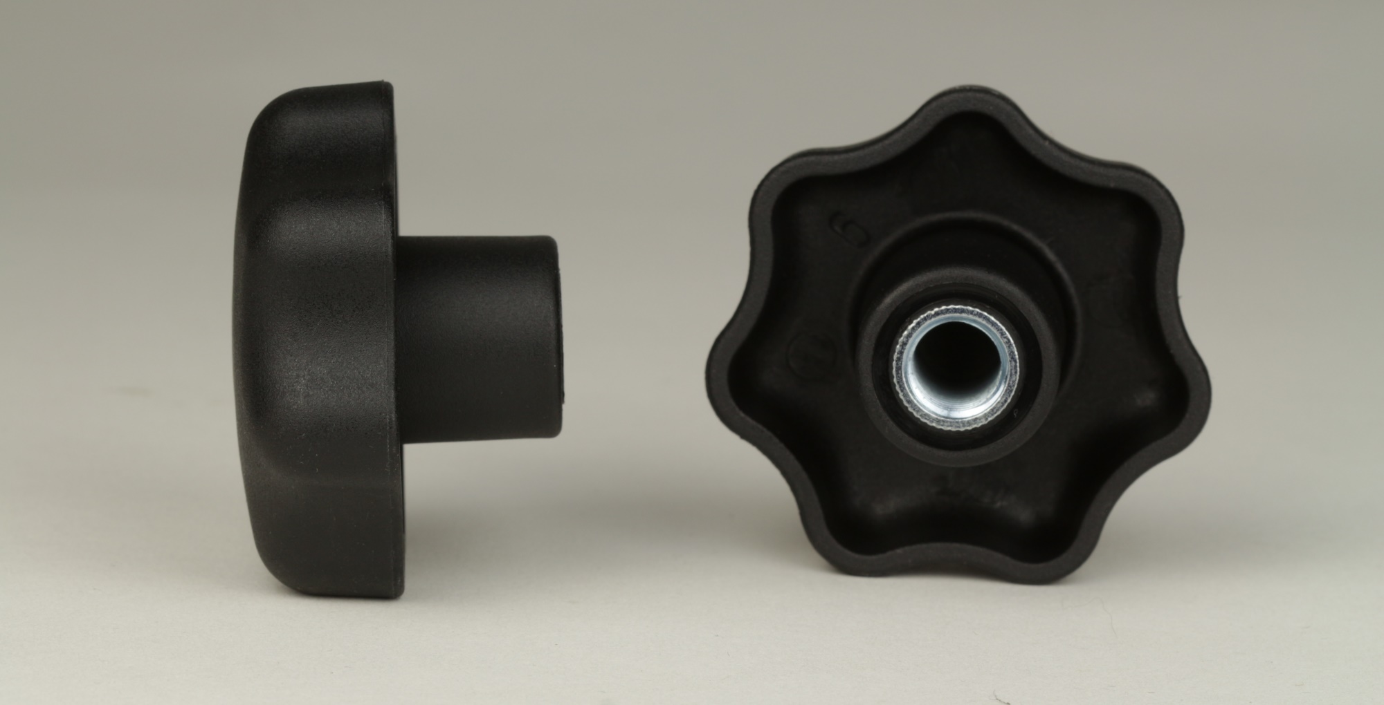 Sterngriffe DIN 6336 - M 10 - Kopf 50mm - Kunststoff schwarz - Gewindebuchse Stahl verzinkt