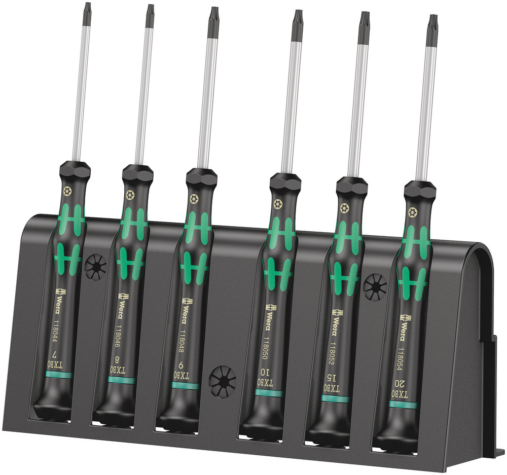Wera 2067/6 Elektroniker TORX® BO Schraubendrehersatz + Rack, 6-teilig