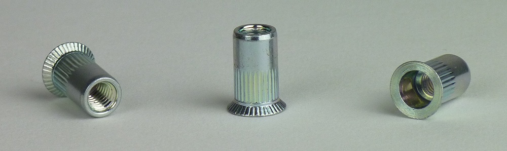 Blindnietmuttern Stahl verzinkt - Senkkopf offen - Klemmbereich 1,5 - 4,5 mm - M 8x19,0