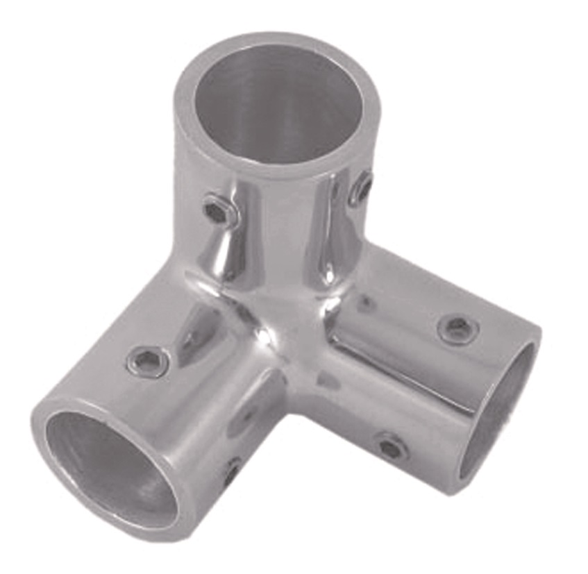 3-Wege Relingeckverbinder, A4, für Rohr 22mm
