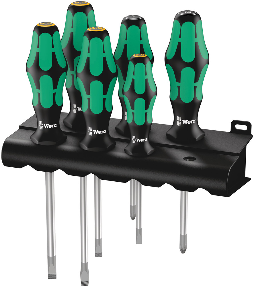 Wera 334/355/6 Rack Schraubendrehersatz Kraftform Plus Lasertip + Rack, 6-teilig
