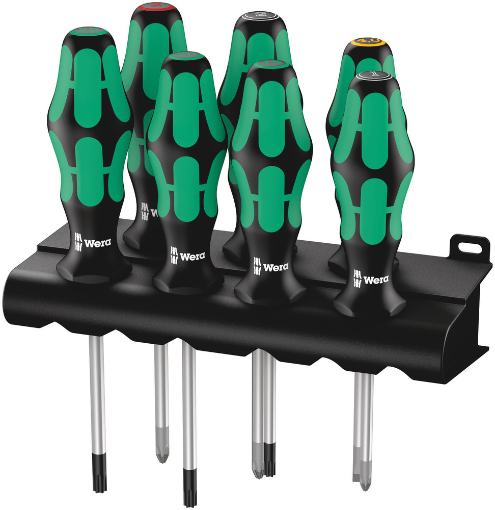 Wera 335/350/367/7 Rack Schraubendrehersatz Kraftform Plus Lasertip + Rack, 7-teilig