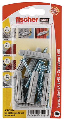 fischer Dübel SX 8 x 40 S mit Schraube - AUSLAUF